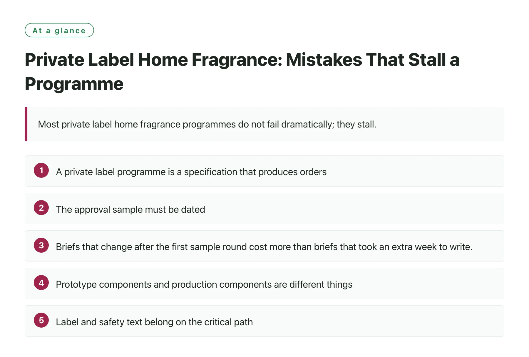 Private Label Home Fragrance: Mistakes That Stall a Programme——全文要点速览
