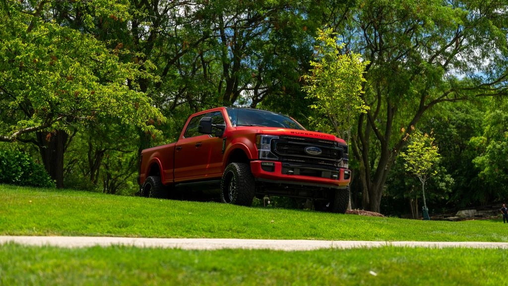 A 2019 Ford F-250 with a heavy-duty towing performance upgrade.
