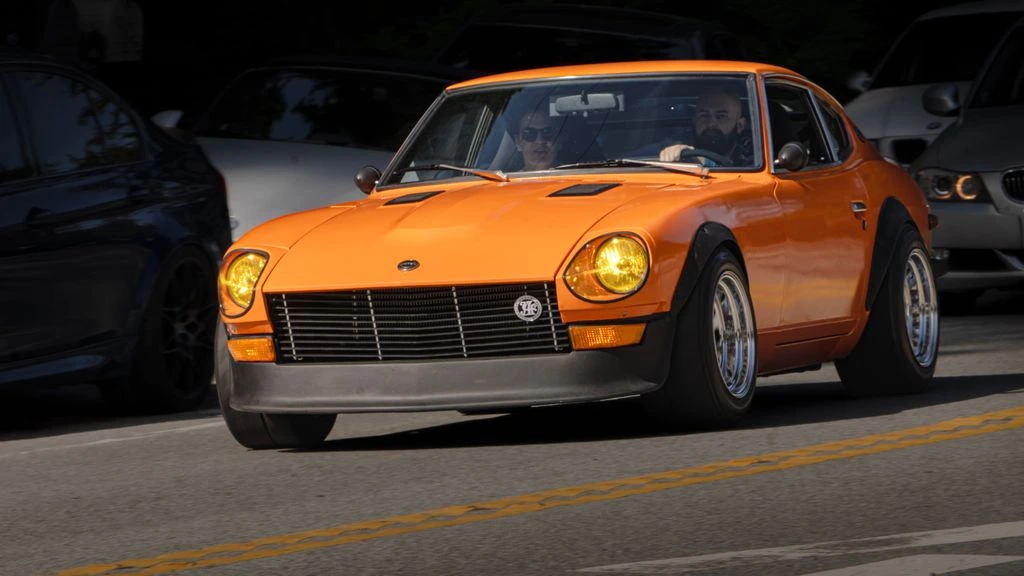 A restored 1972 Datsun 240Z with a rebuilt performance engine.